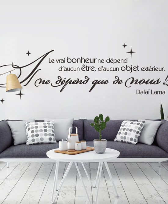 Decalmile Dalai Lama Le Vrai Bonheur Ne Depend D Aucun Etre Quotes And Sayings Wall Stickers Removable Wall Decals Murals For Living Room Bedroom