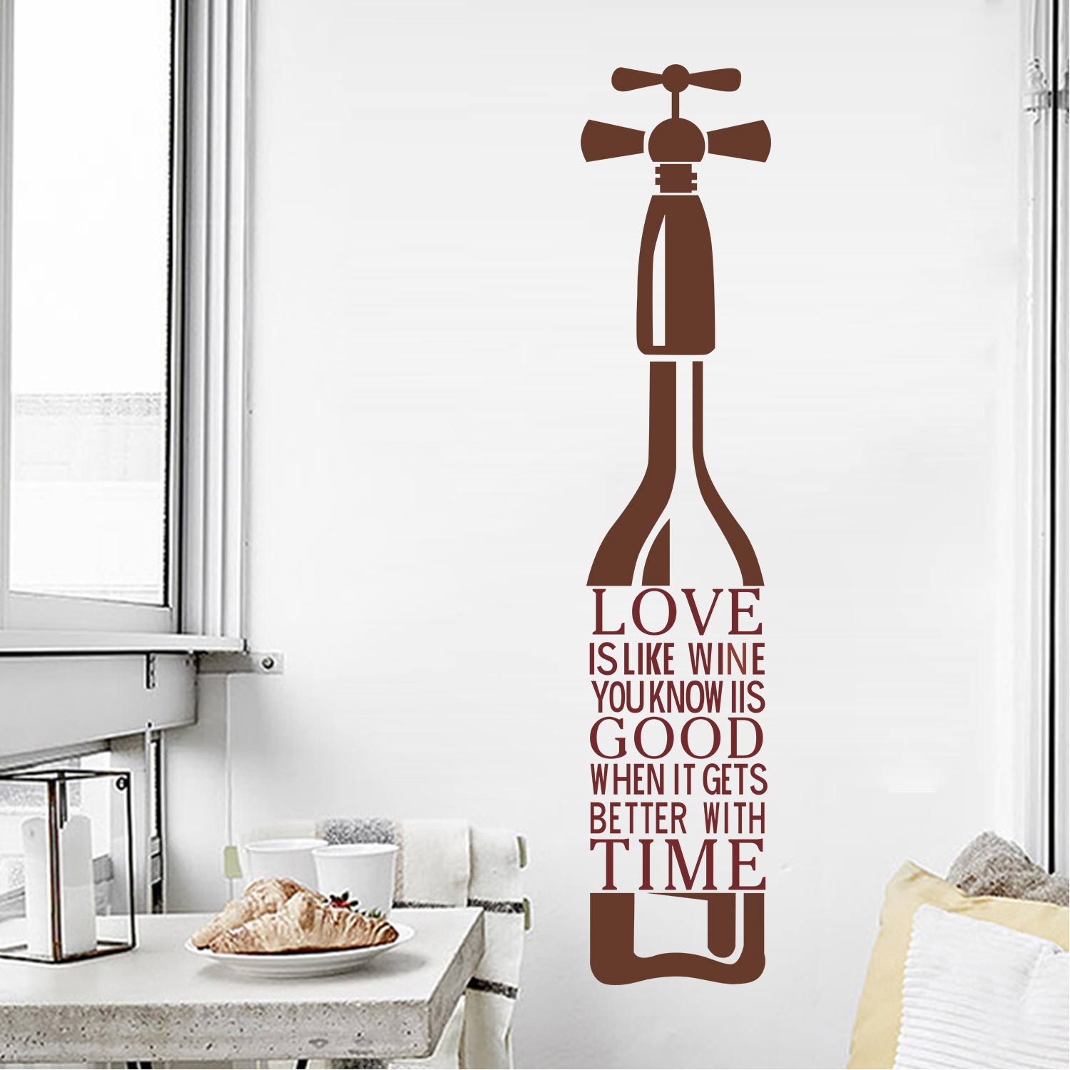 Decalmile Love Is Like Wine Quotes And Sayings Bottle Wall Stickers Removable Wall Decals Murals For Kitchen Dining Room